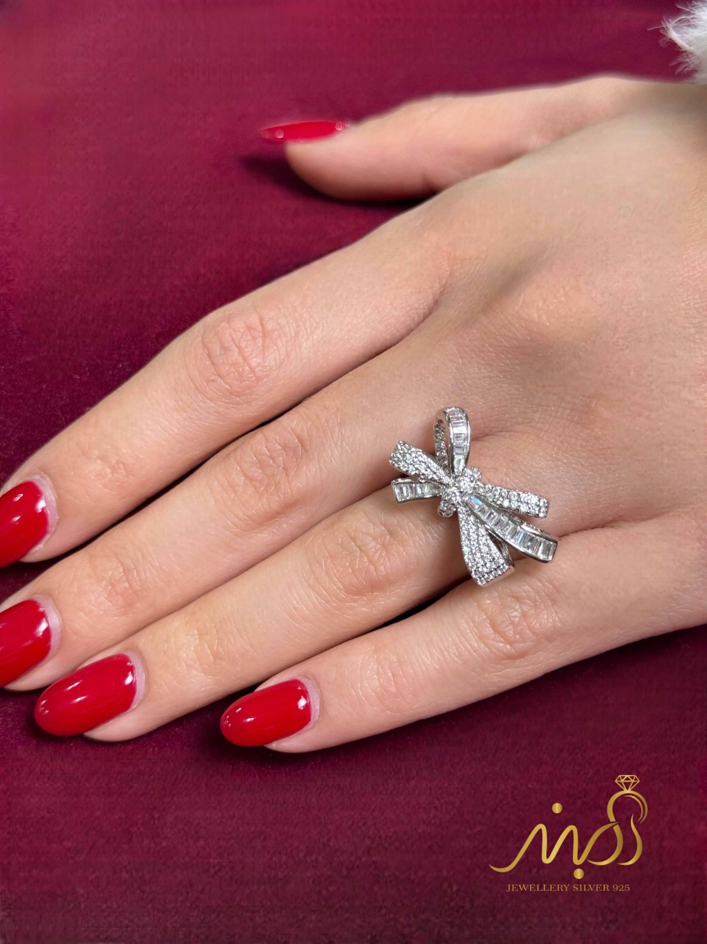 💍انگشتر جواهري لاکچری پاپیونی ؛ نقره عیار ۹۲۵(R_1333)