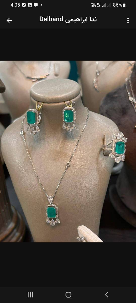 💍نیم ست جواهری لاکچری خاص و زیبا ، نقره عیار ۹۲۵ (گردنبند ، گوشواره و انگشتر)(N_4411)